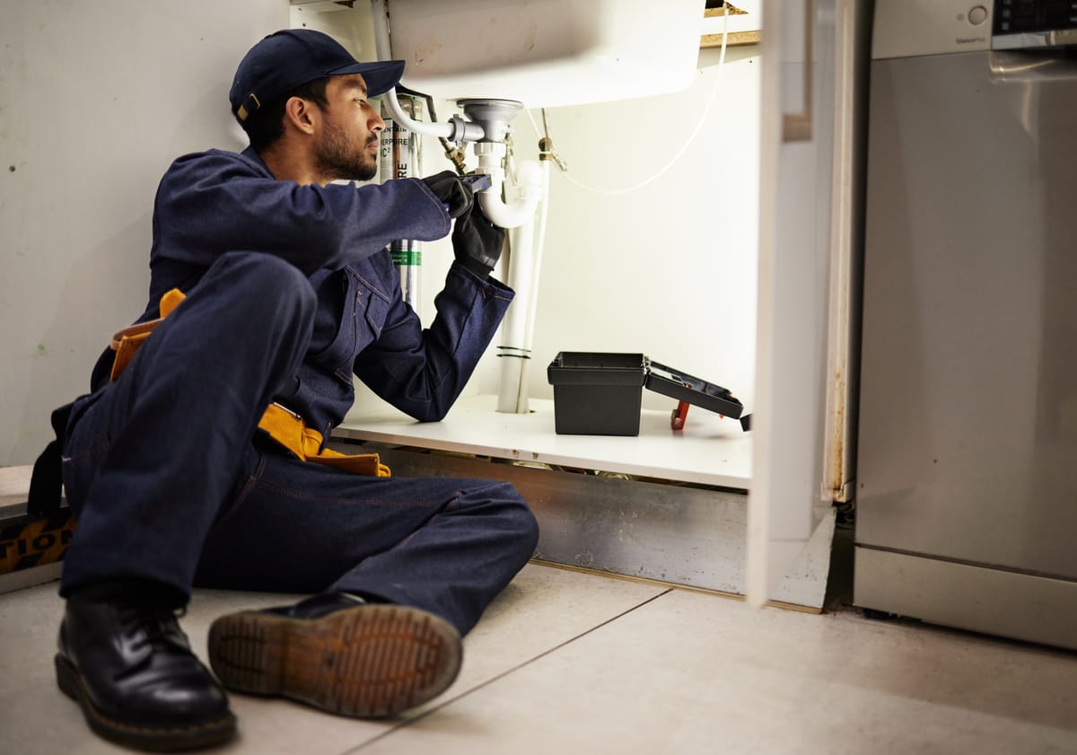 George Brazil plumber working on home plumbing system